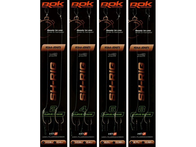 ROK SH-RIG Curve Shank Barbless - 2db/csomag - előkötött szakáll nélküli horog